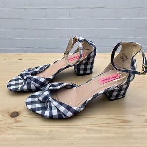 Betsey Johnson Navy Blue and White Checkered Women's Heels 9.5